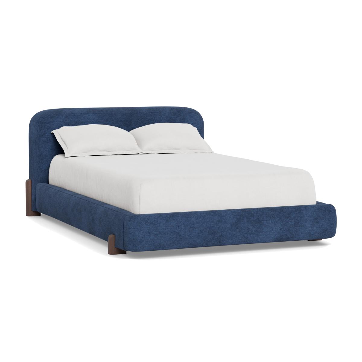 Heal's Nuvola Double Bed Broad Weave Lagoon Walnut Stained Oak Feet - Heal's UK Bedroom Furniture – image 1