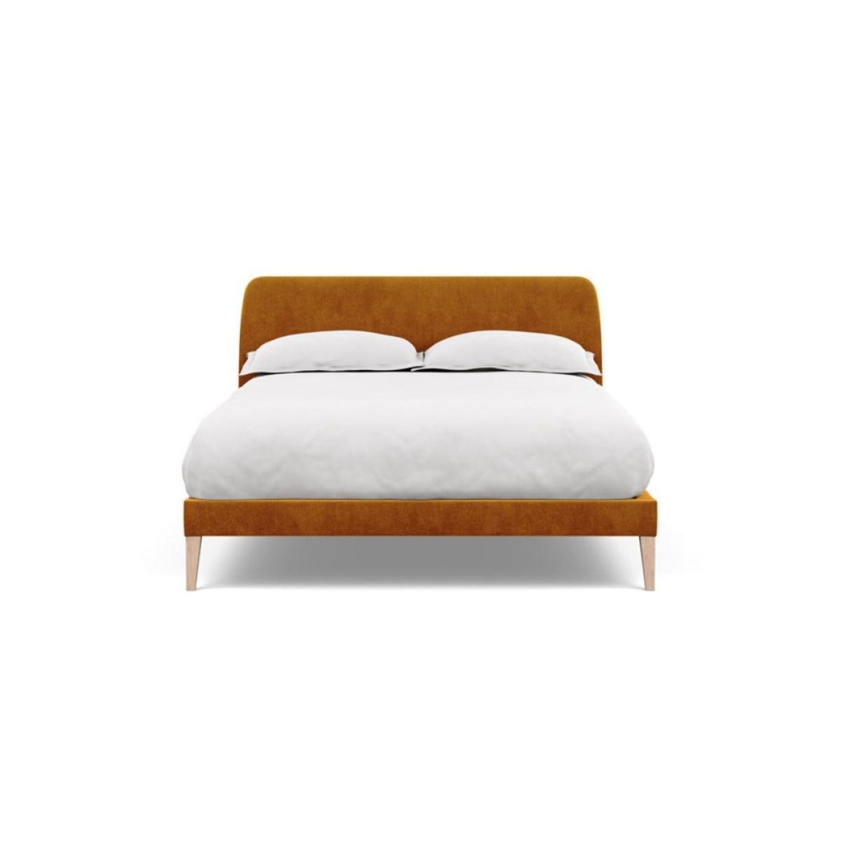 Heal's Wallis Bedstead Double Smart Luxe Velvet Cognac Natural Feet - Heal's UK Bedroom Furniture – image 2