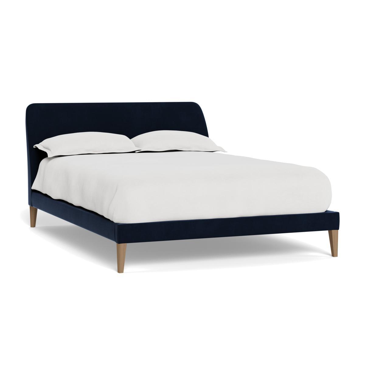 Heal's Wallis Bed Double Smart Velvet Dusk Stained Oak Feet - Heal's UK Bedroom Furniture – image 1
