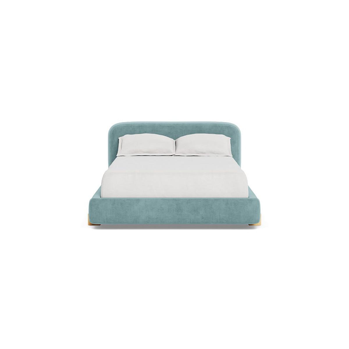 Heal's Nuvola Double Bed Smart Luxe Velvet Mineral Blue Natural Oak Feet – image 2