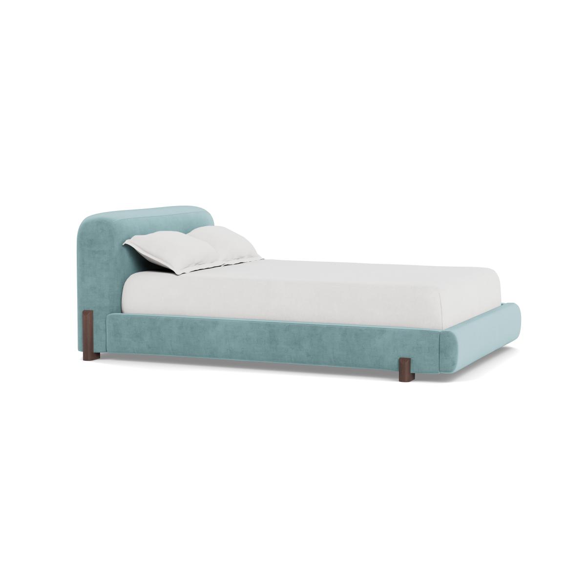Heal's Nuvola Double Bed Smart Luxe Velvet Mineral Blue Natural Oak Feet – image 3