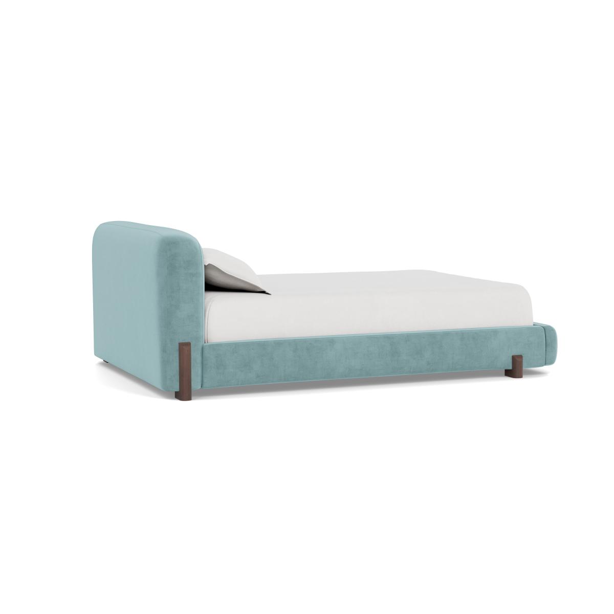 Heal's Nuvola Double Bed Smart Luxe Velvet Mineral Blue Natural Oak Feet – image 5