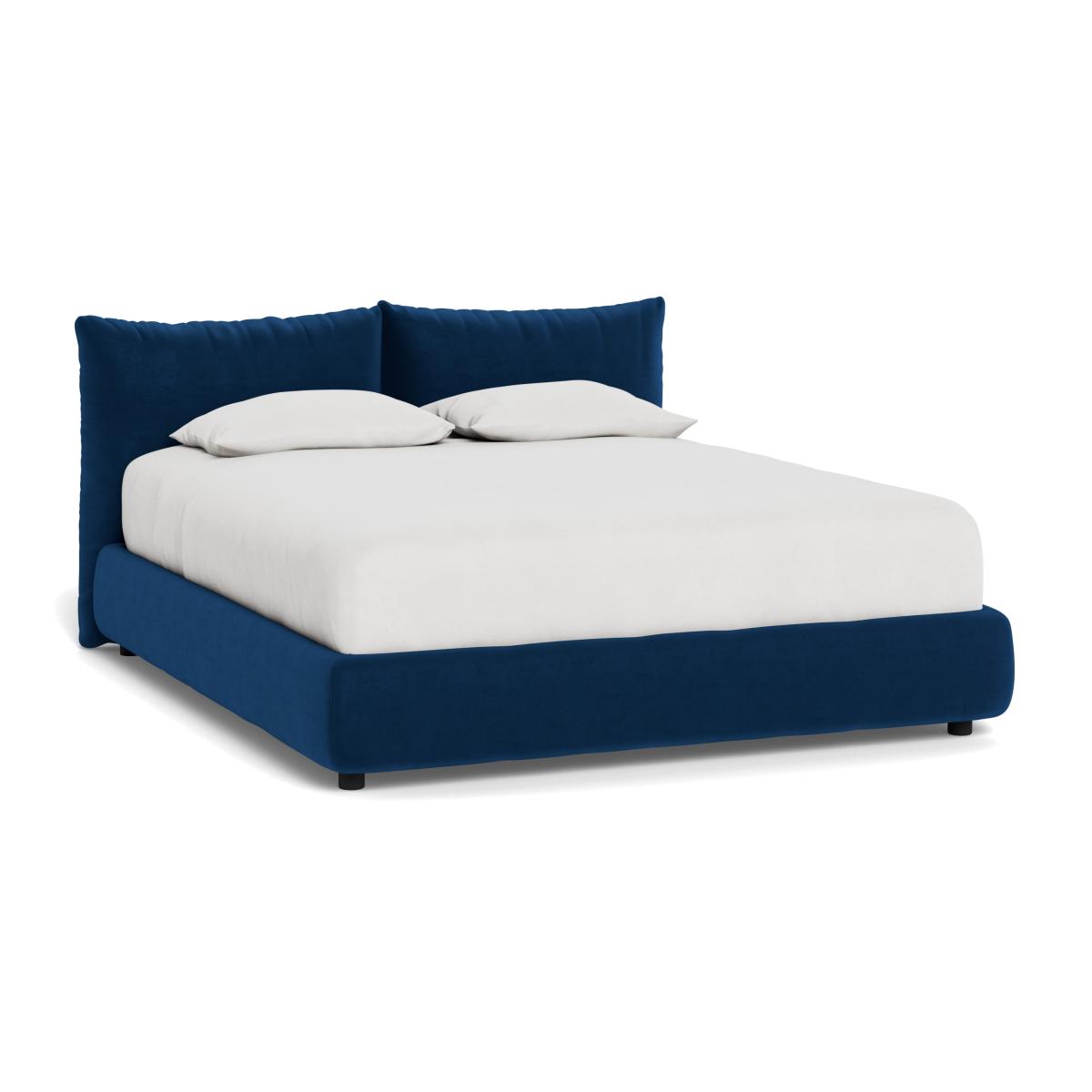 Heal's Pillow Bed Double Marylebone Velvet Sapphire Blue – image 1