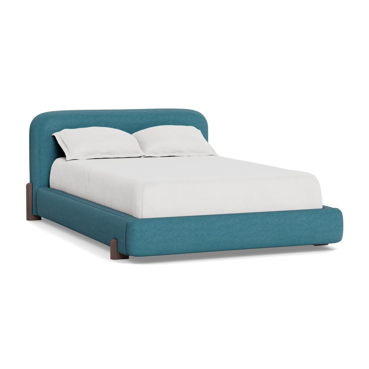 Heal's Nuvola Double Bed Brushed Cotton Cadet Natural Oak Feet - Heal's UK Bedroom Furniture – image 1