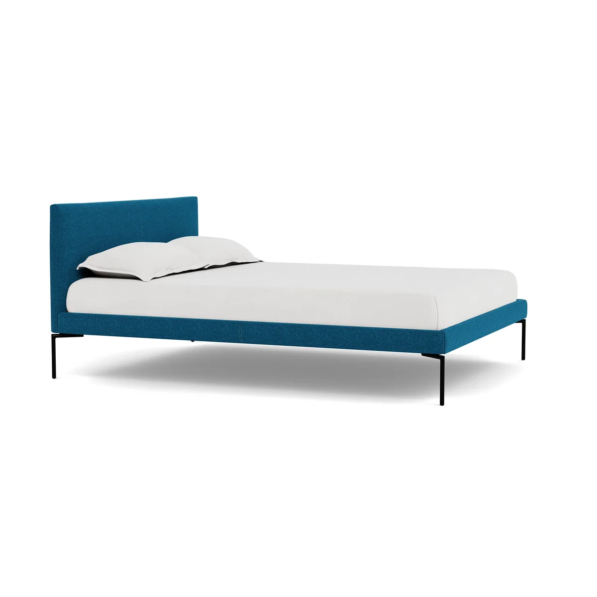 Heal's Matera Bedstead Double St Moritz Wool Teal Black Feet - Heal's UK Bedroom Furniture – image 2