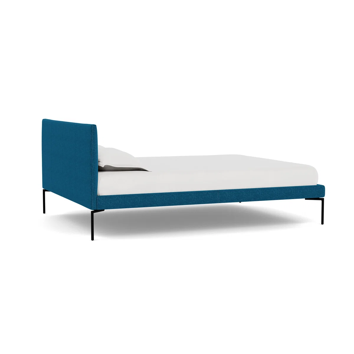 Heal's Matera Bedstead Double St Moritz Wool Teal Black Feet - Heal's UK Bedroom Furniture – image 4