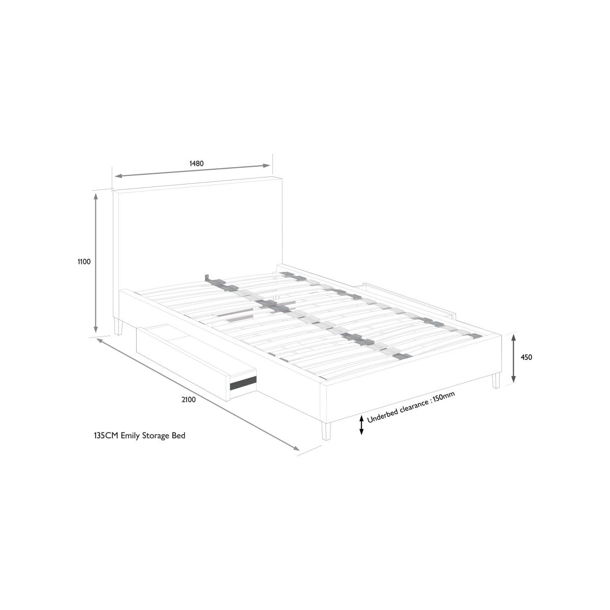 John Lewis Emily 2 Drawer Storage Upholstered Bed Frame, Double – image 9