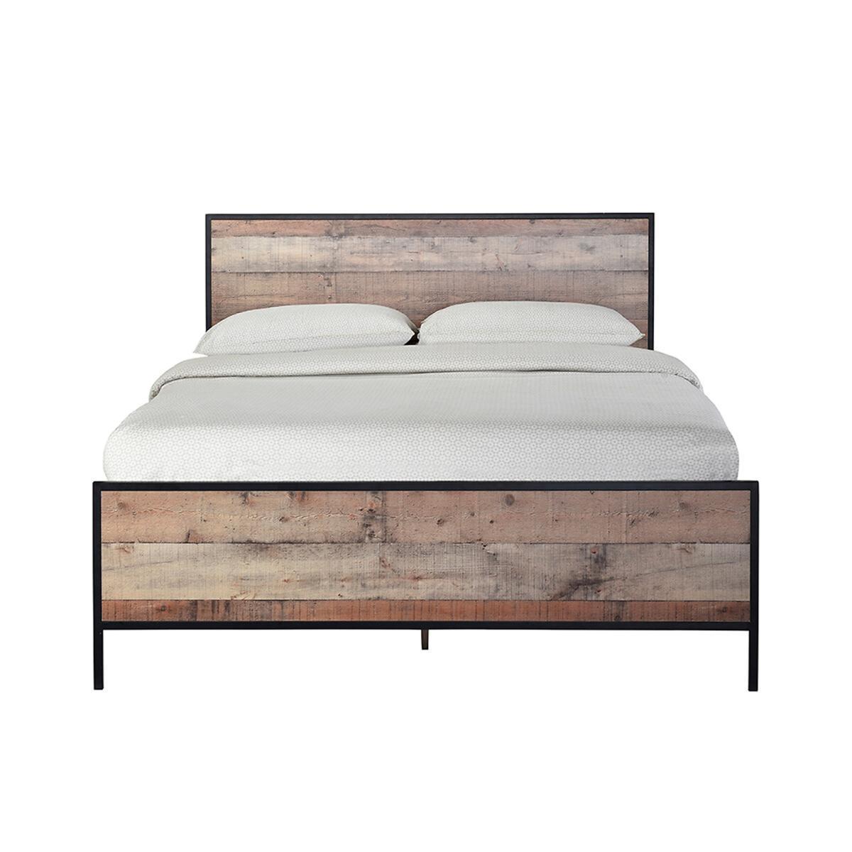 Industrial Style Oak and Black Double Bed – image 2
