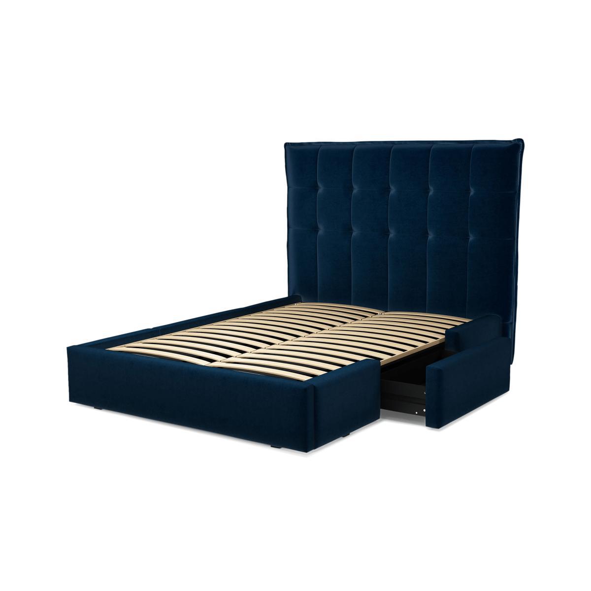 Lamas Double Bed with Storage Drawers, Regal Blue Velvet – image 9