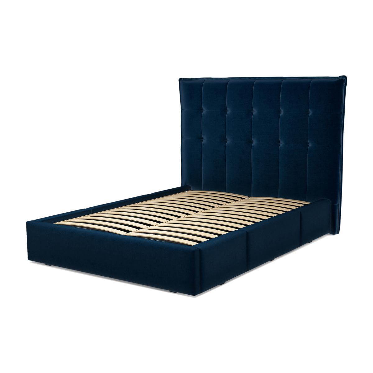 Lamas Double Bed with Storage Drawers, Regal Blue Velvet – image 1