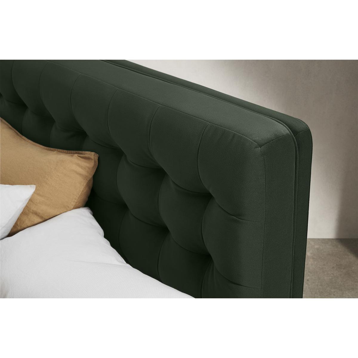 Lavelle Double Bed, Laurel Green Velvet & Walnut Stain Legs – image 5
