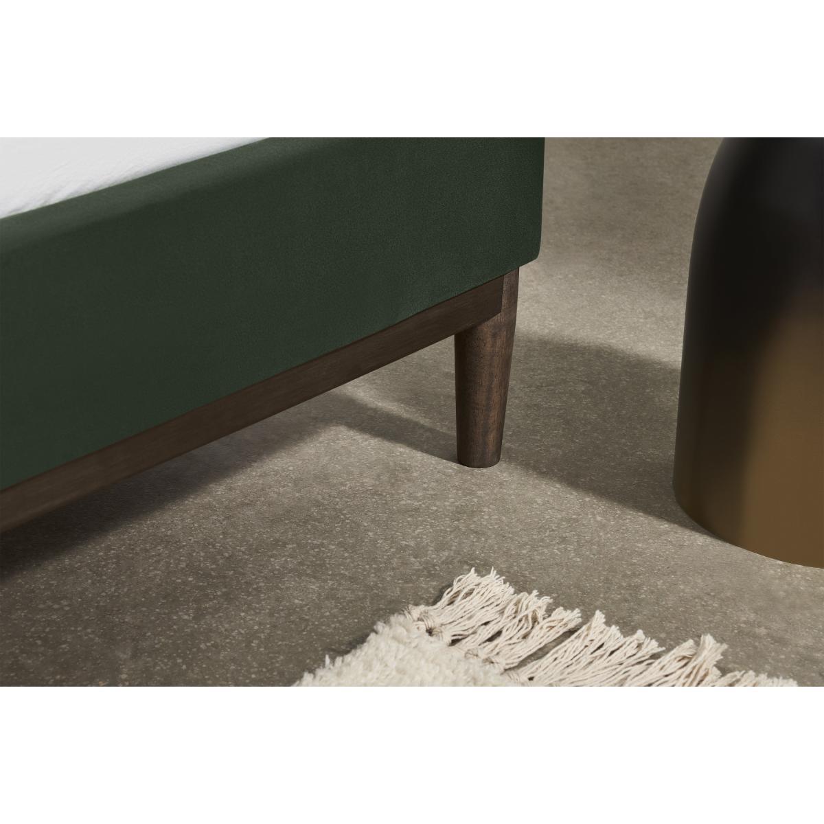 Lavelle Double Bed, Laurel Green Velvet & Walnut Stain Legs – image 6