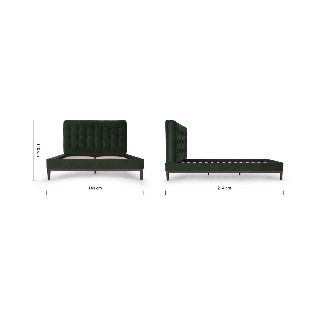 Lavelle Double Bed, Laurel Green Velvet & Walnut Stain Legs – image 8