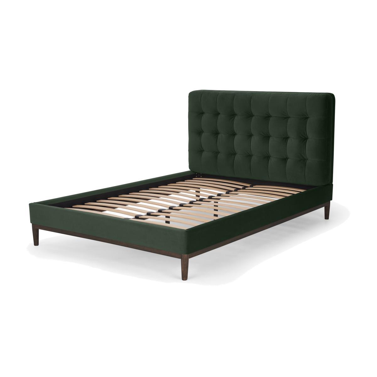 Lavelle Double Bed, Laurel Green Velvet & Walnut Stain Legs – image 1
