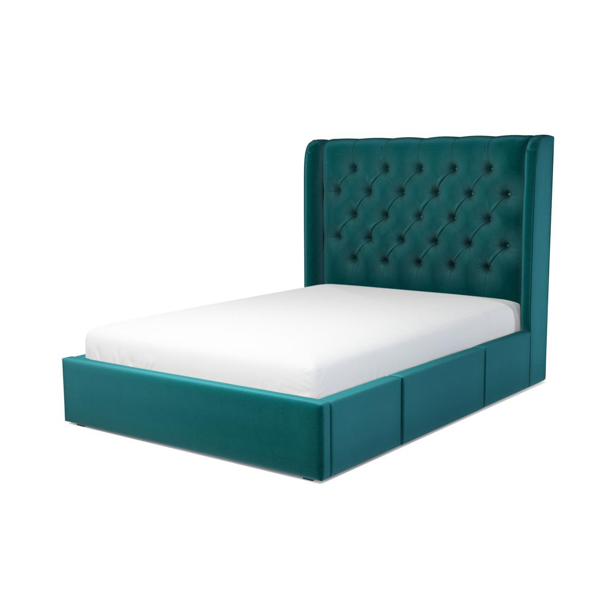 Romare Double Bed with Storage Drawers, Tuscan Teal Velvet – image 2