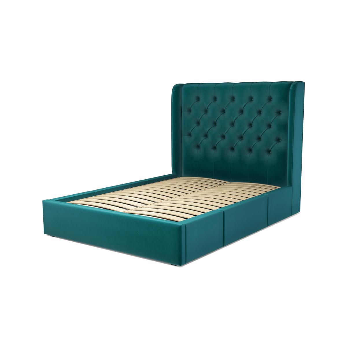Romare Double Bed with Storage Drawers, Tuscan Teal Velvet – image 3