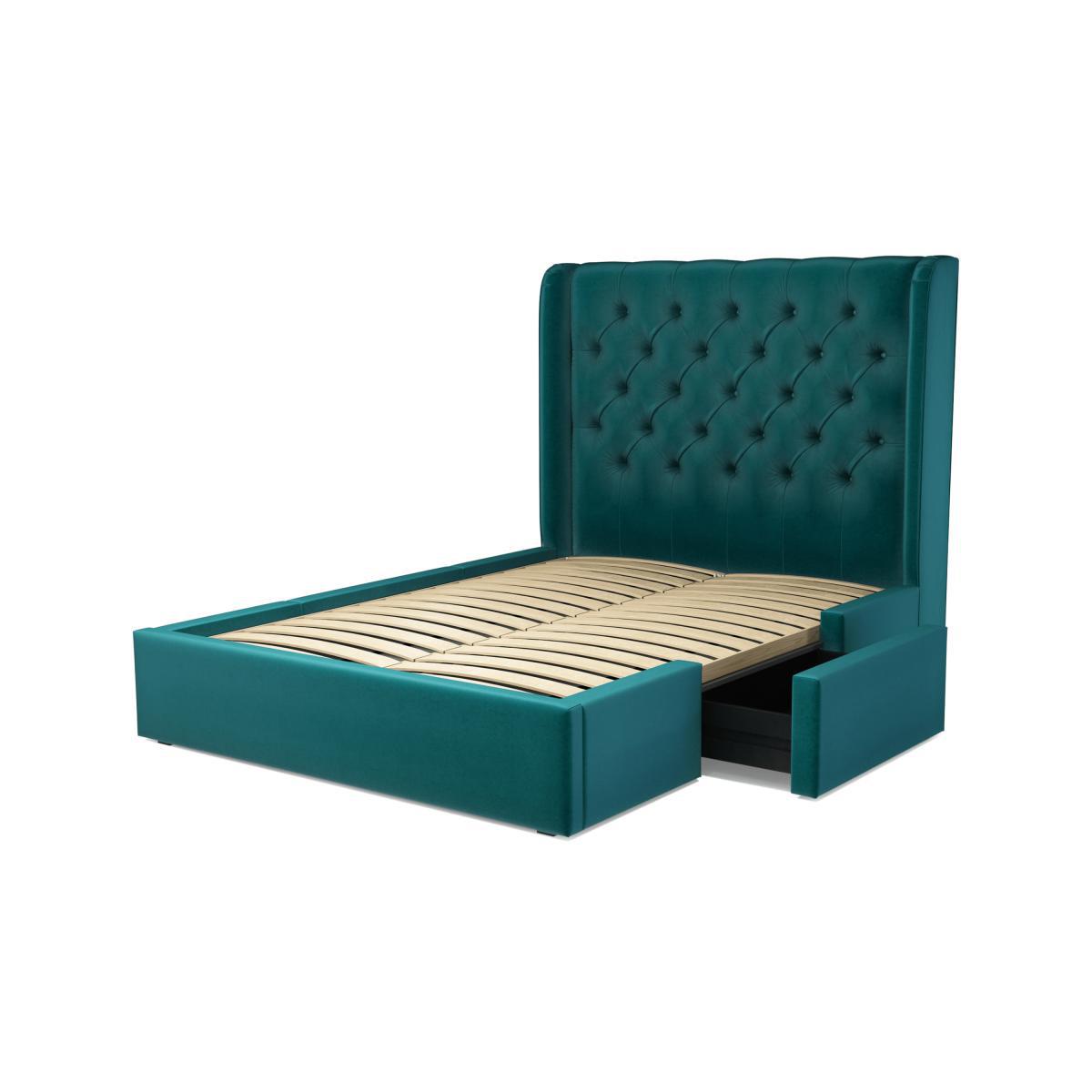 Romare Double Bed with Storage Drawers, Tuscan Teal Velvet – image 5