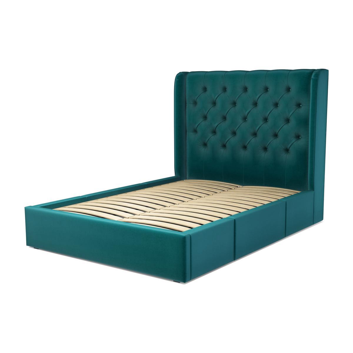 Romare Double Bed with Storage Drawers, Tuscan Teal Velvet – image 1