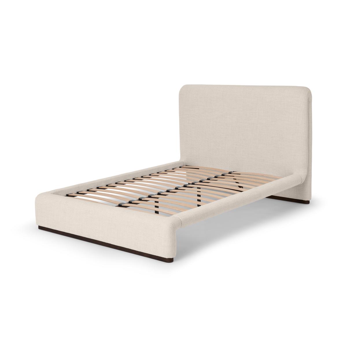 Palmi Double Bed, Oatmeal Looped Textured Boucle with Walnut Plinth – image 3