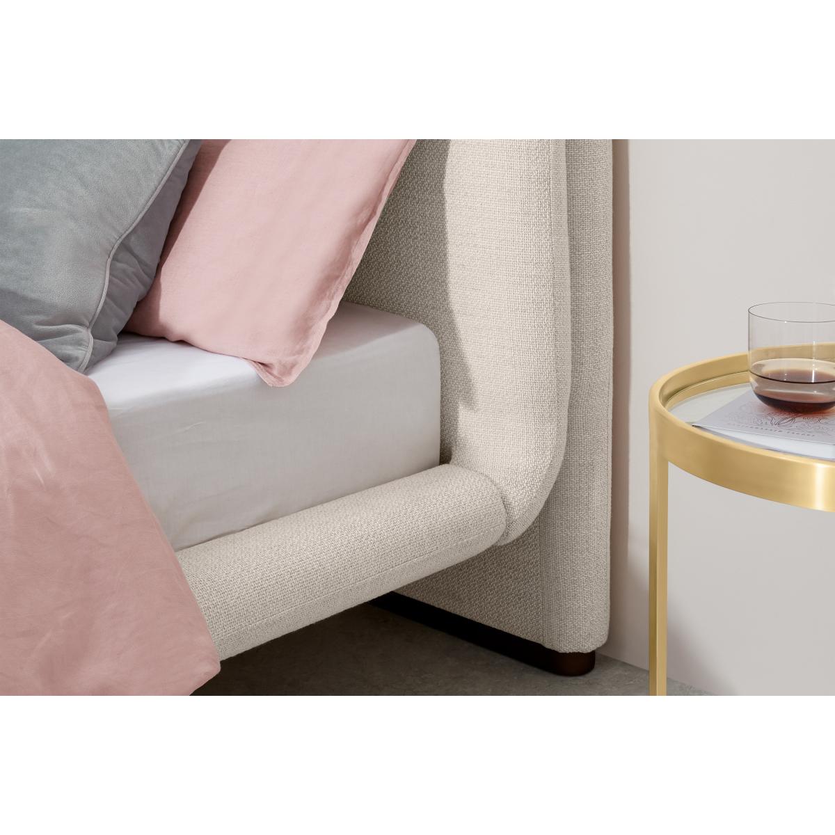 Palmi Double Bed, Oatmeal Looped Textured Boucle with Walnut Plinth – image 6