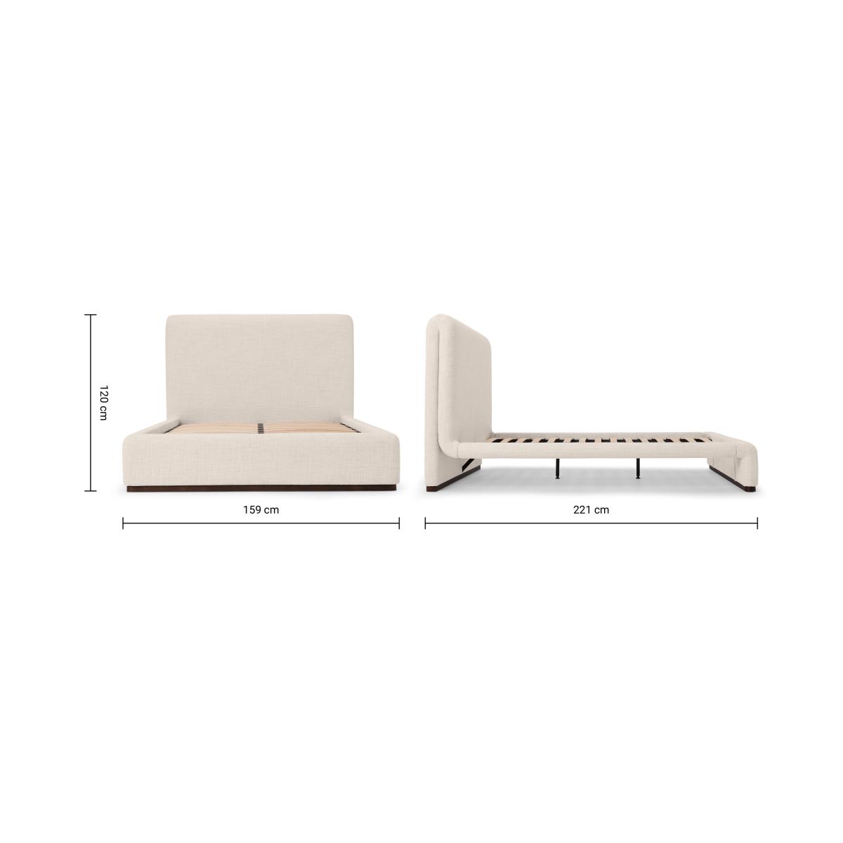Palmi Double Bed, Oatmeal Looped Textured Boucle with Walnut Plinth – image 8