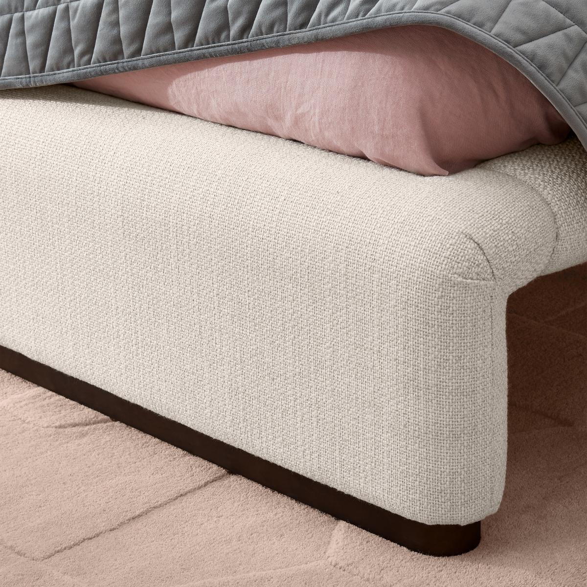 Palmi Double Bed, Oatmeal Looped Textured Boucle with Walnut Plinth – image 10