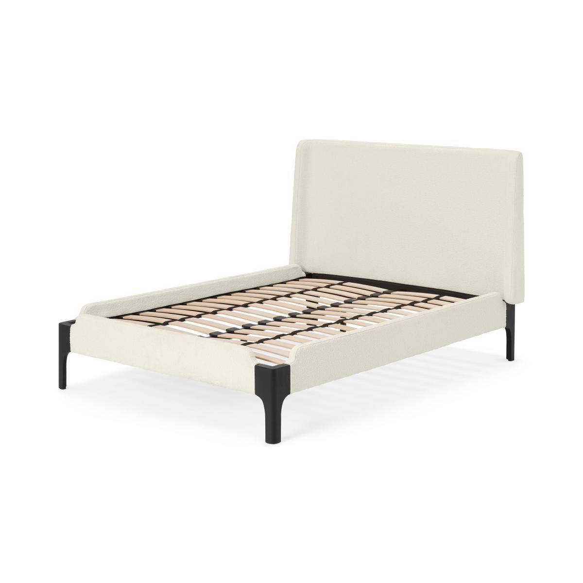 Roscoe Double Bed, Whitewash Boucle & Black Stain Beech – image 3