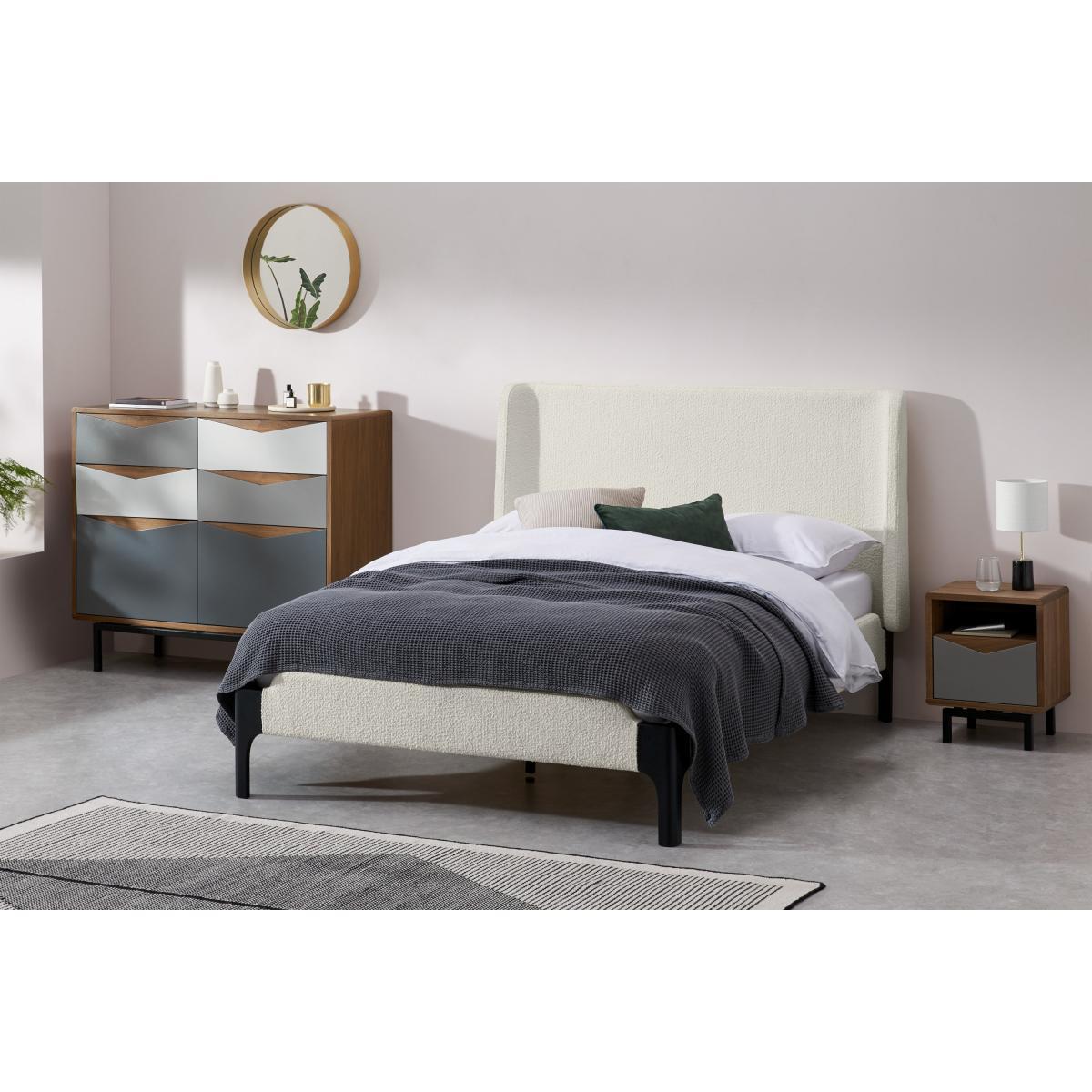 Roscoe Double Bed, Whitewash Boucle & Black Stain Beech – image 4