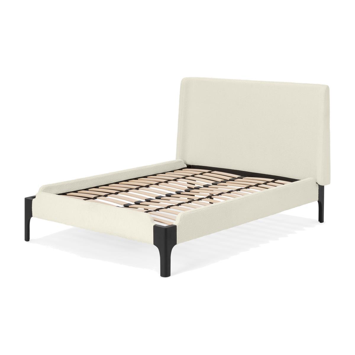 Roscoe Double Bed, Whitewash Boucle & Black Stain Beech – image 1