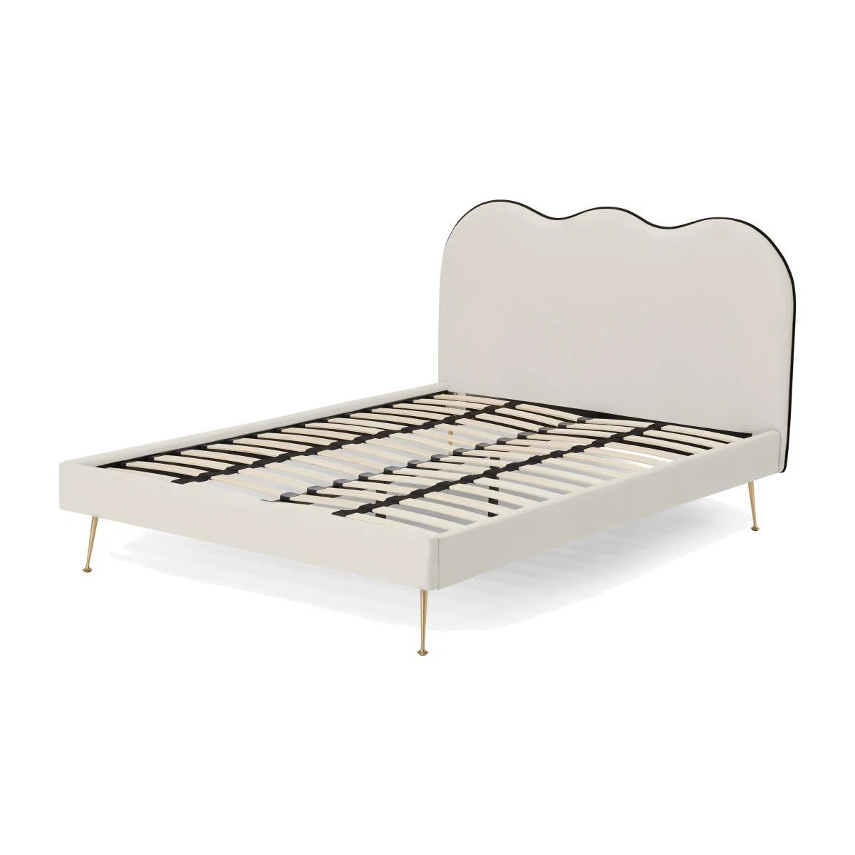 Fenella Double Bed, Oatmeal Weave & Brass – image 1