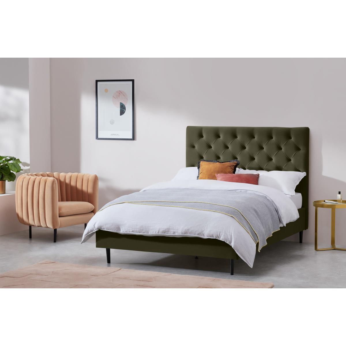 Skye Double Bed, Sycamore Green Velvet with Black Legs – image 4