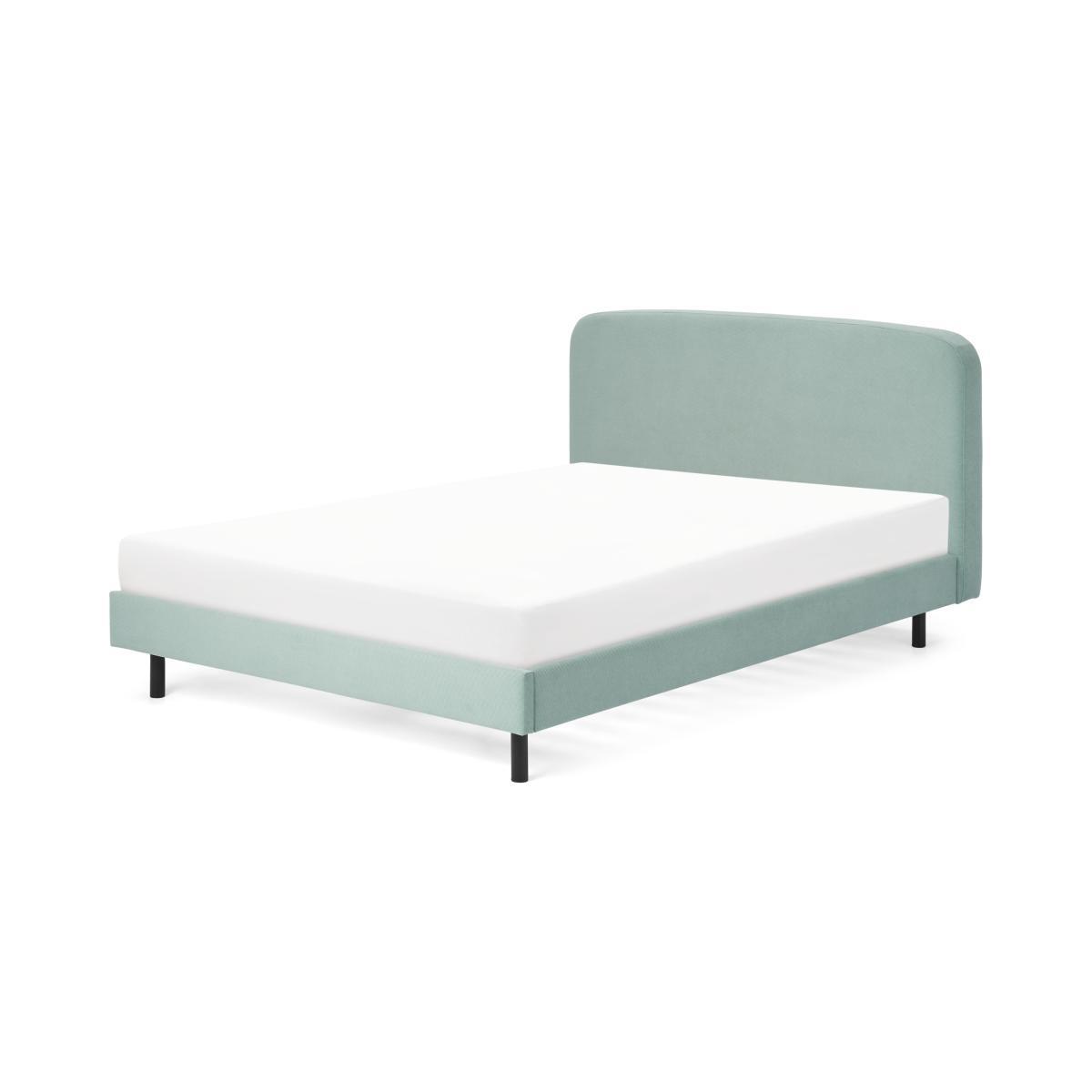 Besley Double Bed, Coral Blue Corduroy & Black – image 2
