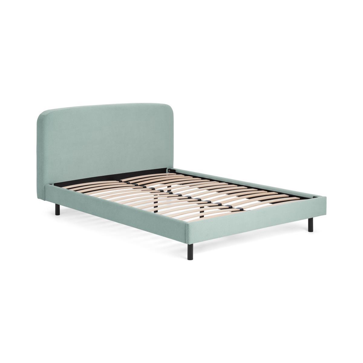 Besley Double Bed, Coral Blue Corduroy & Black – image 3