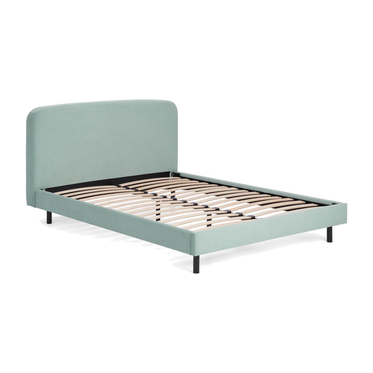 Besley Double Bed, Coral Blue Corduroy & Black – image 1