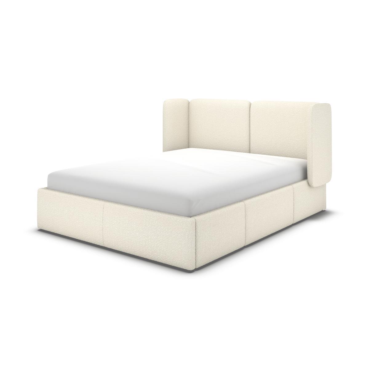Ricola Double Bed with Storage Drawers, Ivory White Boucle – image 2