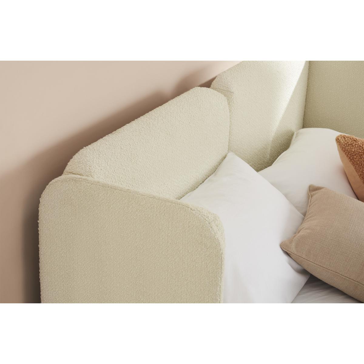 Ricola Double Bed with Storage Drawers, Ivory White Boucle – image 4