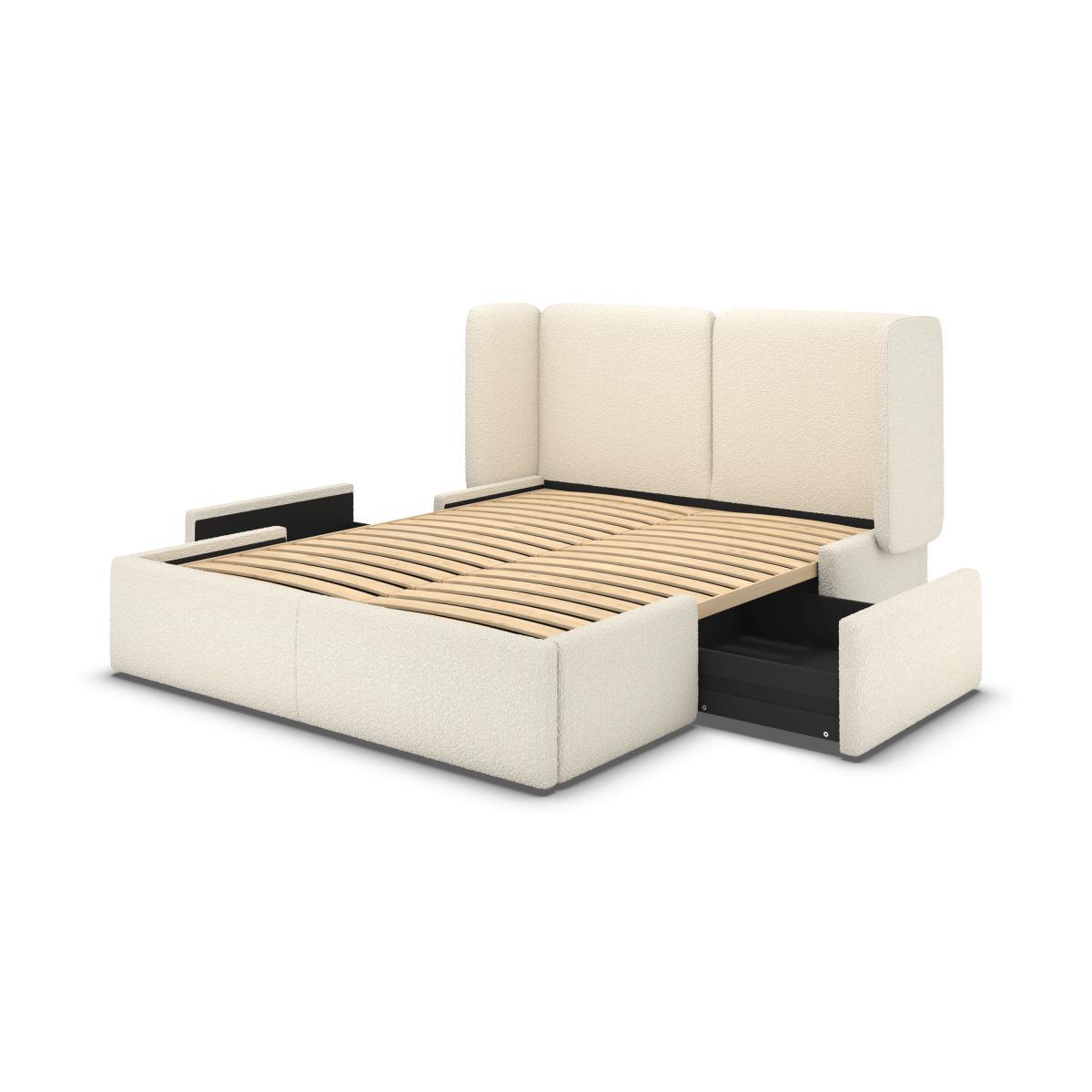 Ricola Double Bed with Storage Drawers, Ivory White Boucle – image 8