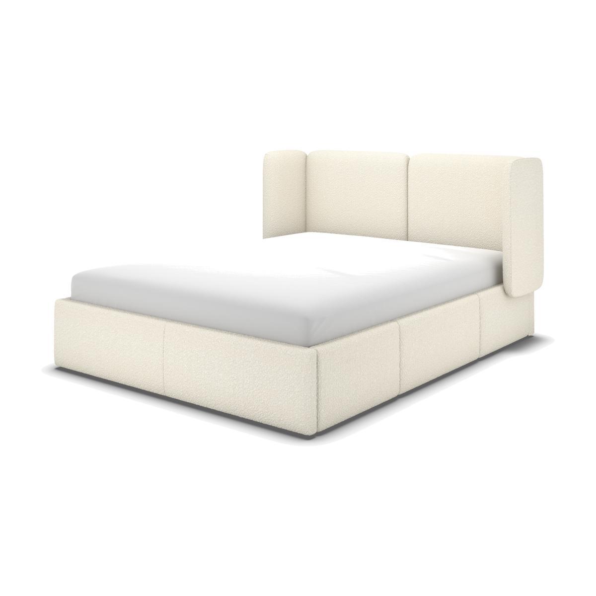 Ricola Double Bed with Storage Drawers, Ivory White Boucle – image 1