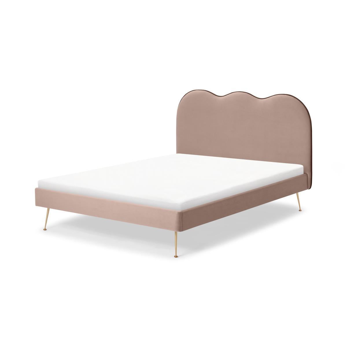 Fenella Double Bed, Pearl Pink Velvet & Brass – image 2
