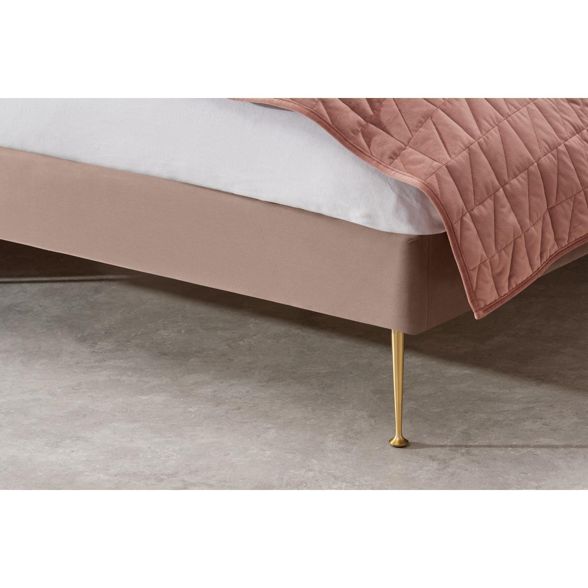 Fenella Double Bed, Pearl Pink Velvet & Brass – image 5