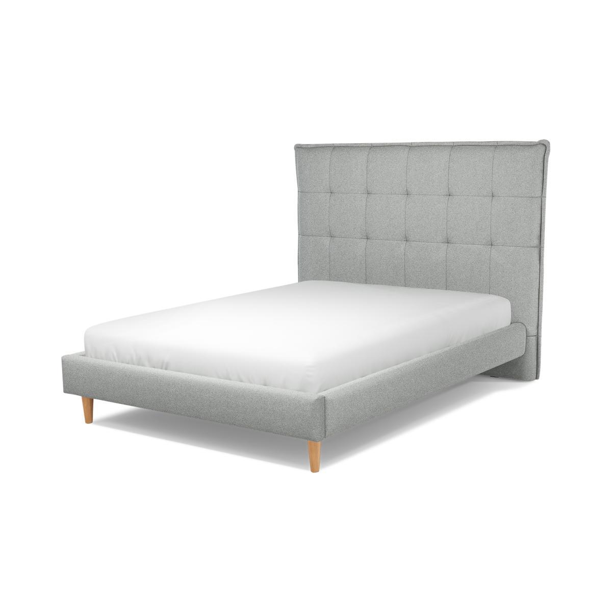 Lamas Double Bed, Wolf Grey Wool with Oak Legs – image 2