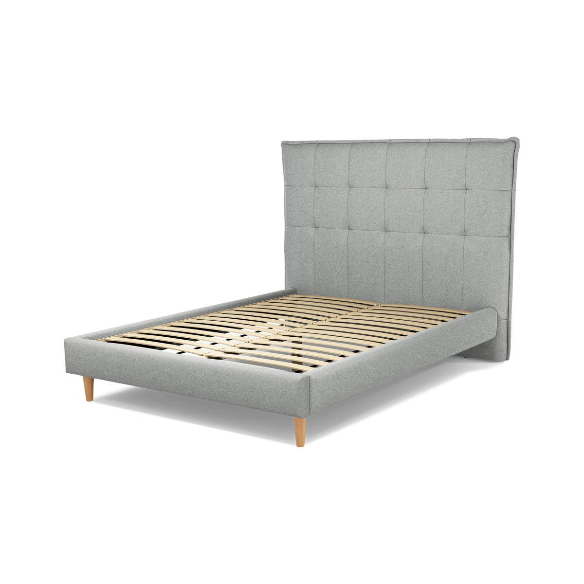 Lamas Double Bed, Wolf Grey Wool with Oak Legs – image 3