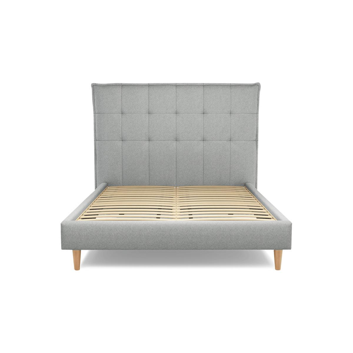 Lamas Double Bed, Wolf Grey Wool with Oak Legs – image 7