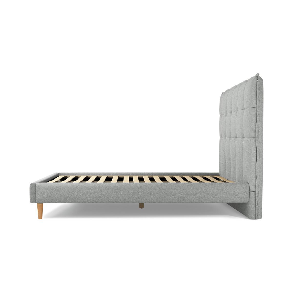 Lamas Double Bed, Wolf Grey Wool with Oak Legs – image 8