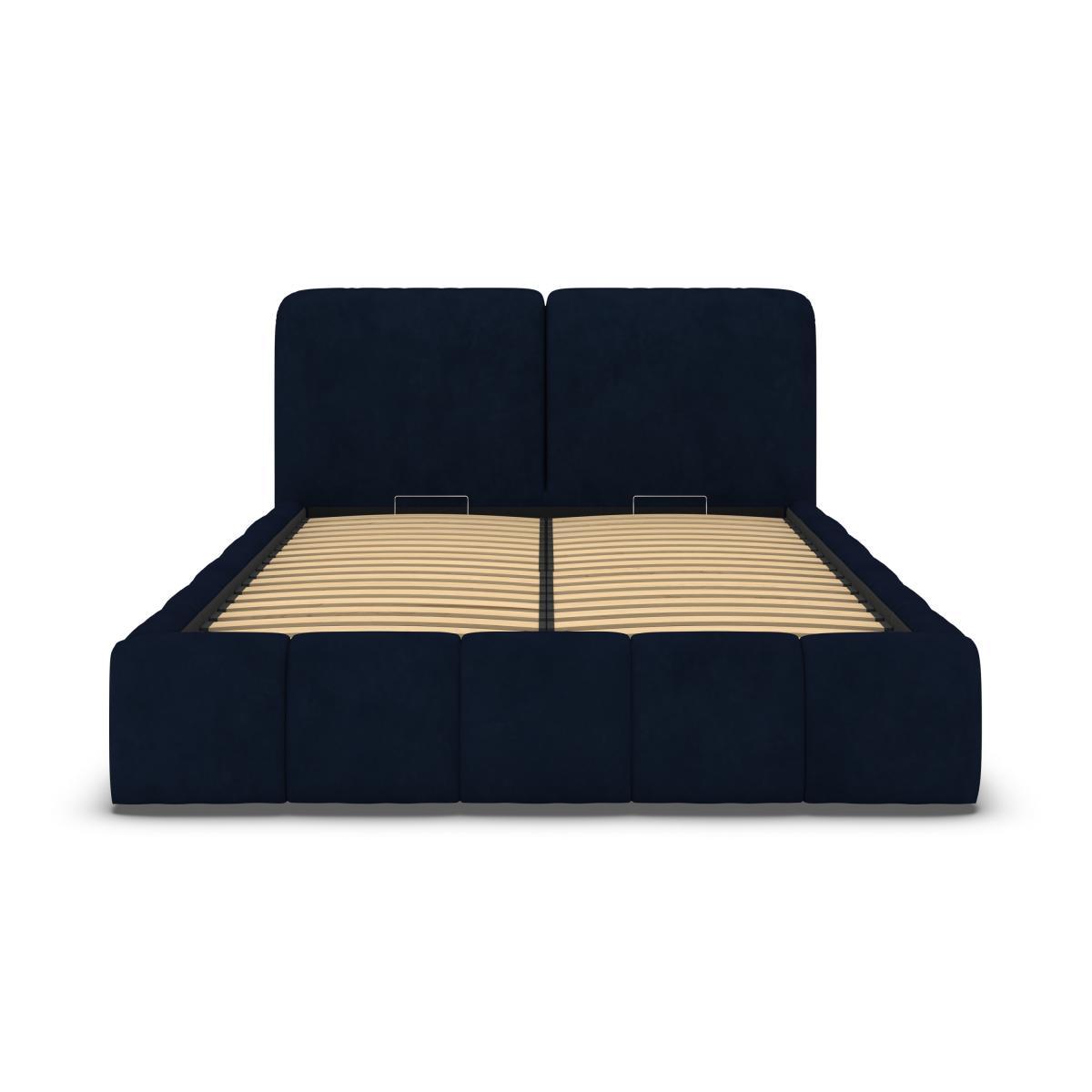 Maxmo Double Ottoman Storage Bed, Prussian Blue Cotton Velvet – image 6
