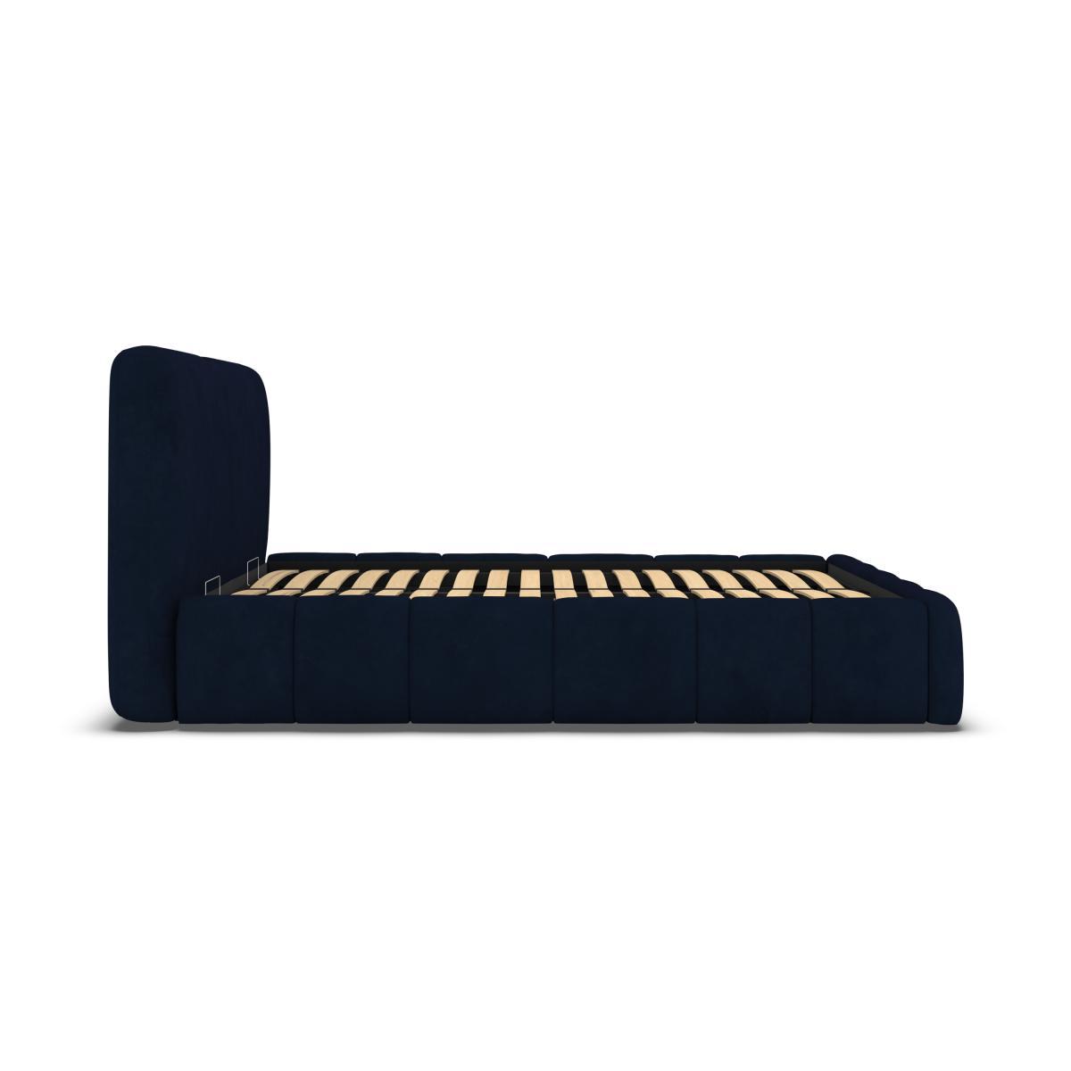 Maxmo Double Ottoman Storage Bed, Prussian Blue Cotton Velvet – image 7