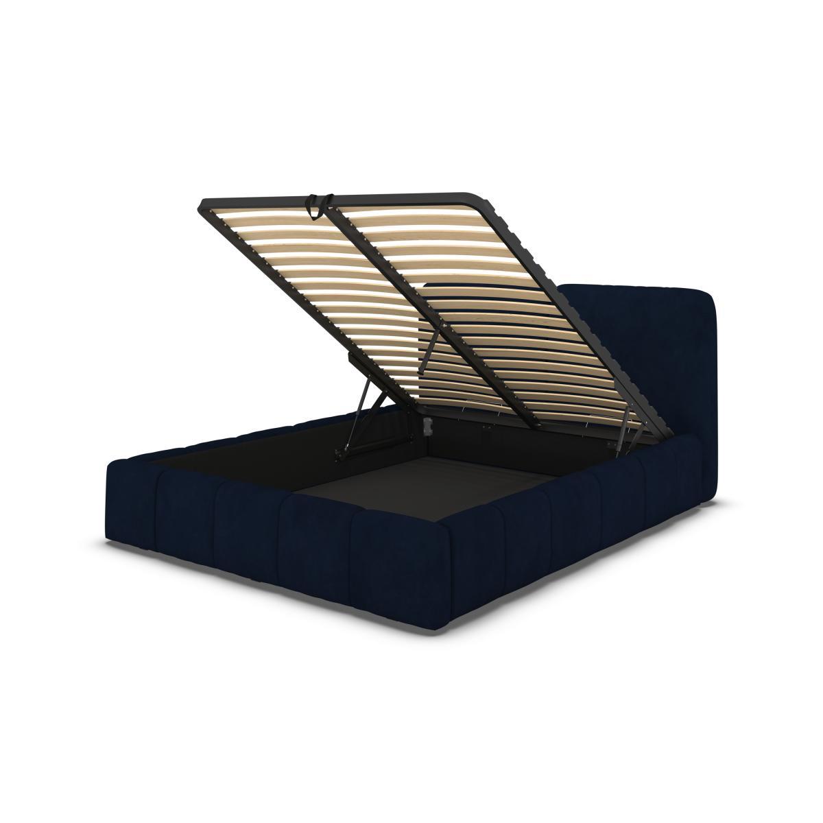 Maxmo Double Ottoman Storage Bed, Prussian Blue Cotton Velvet – image 8