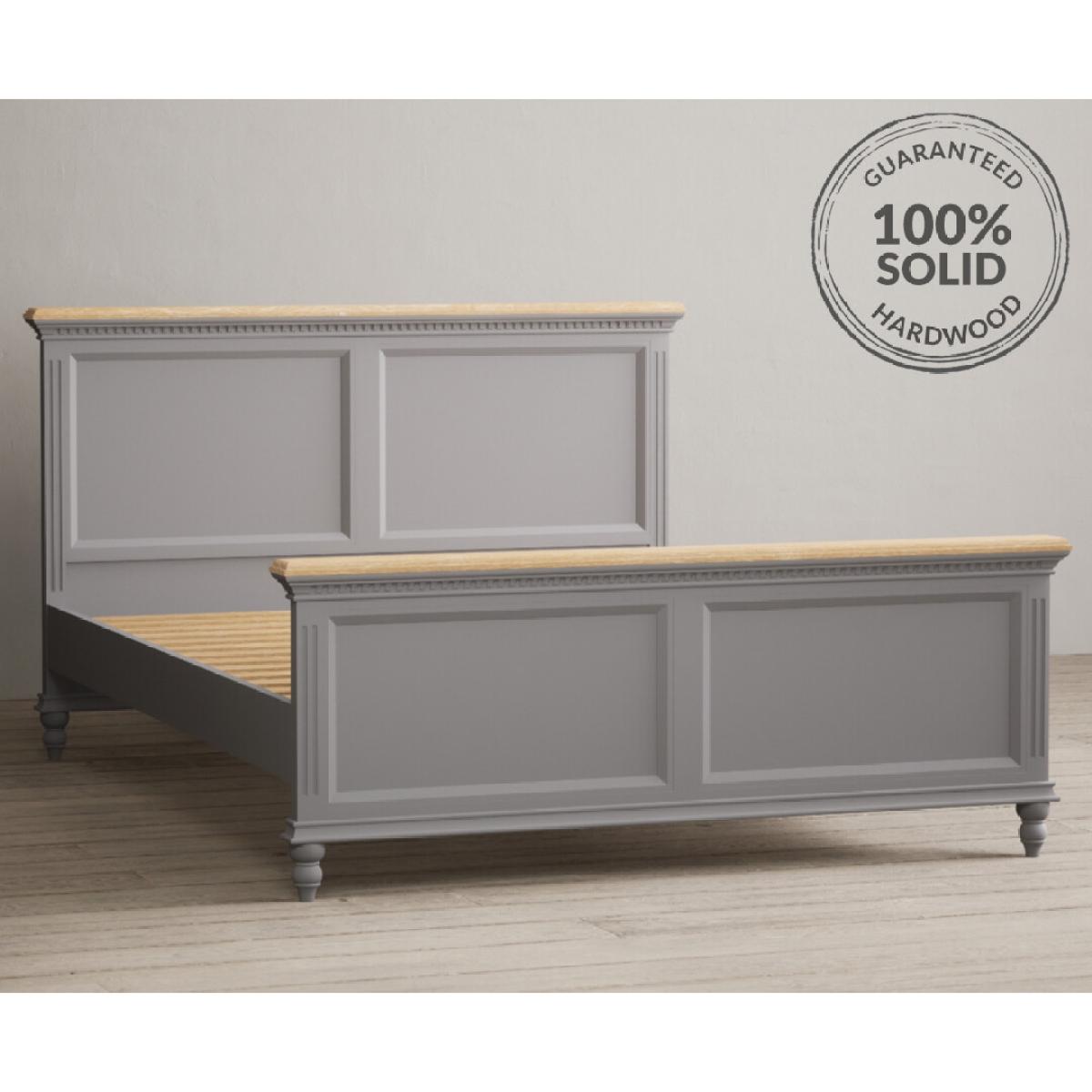 Francis Oak and Light Grey Painted Double Bed – image 2