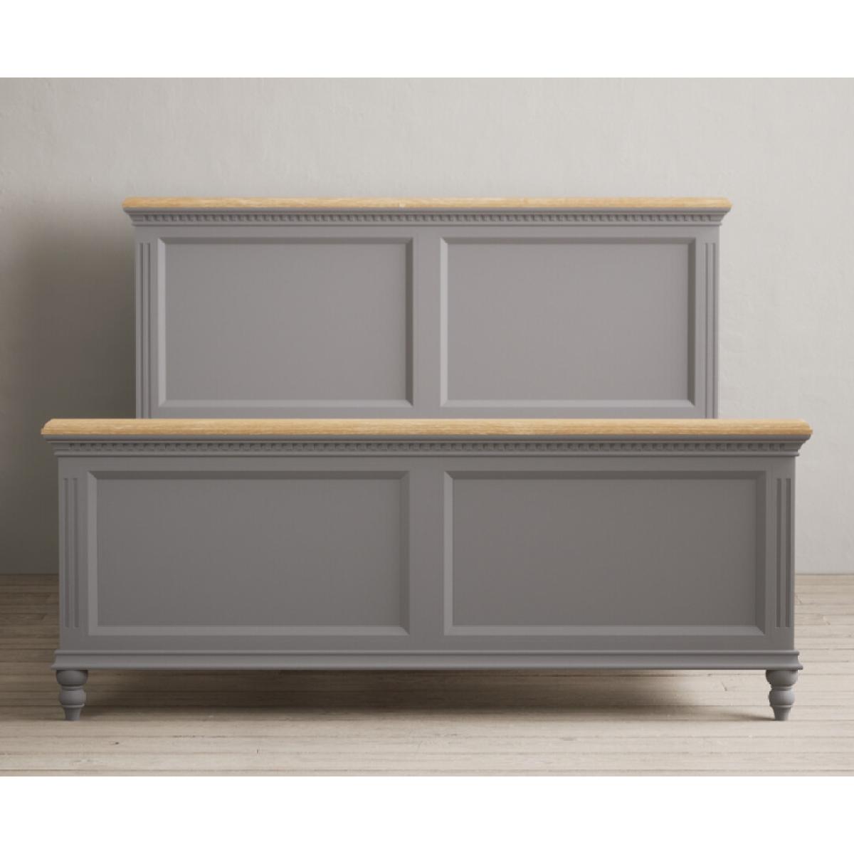 Francis Oak and Light Grey Painted Double Bed – image 3