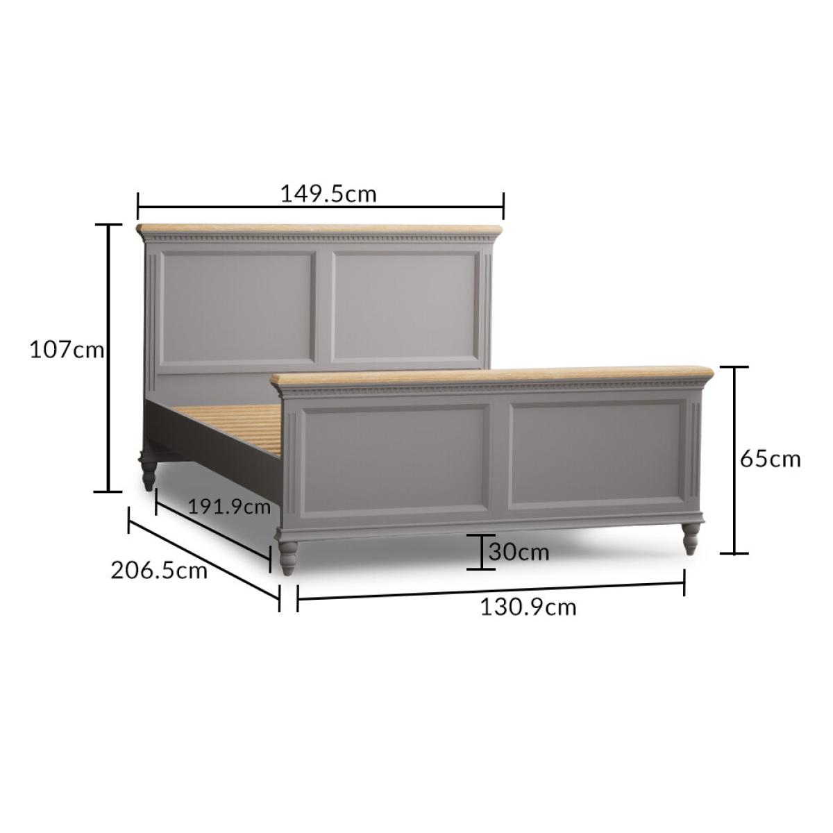 Francis Oak and Light Grey Painted Double Bed – image 7